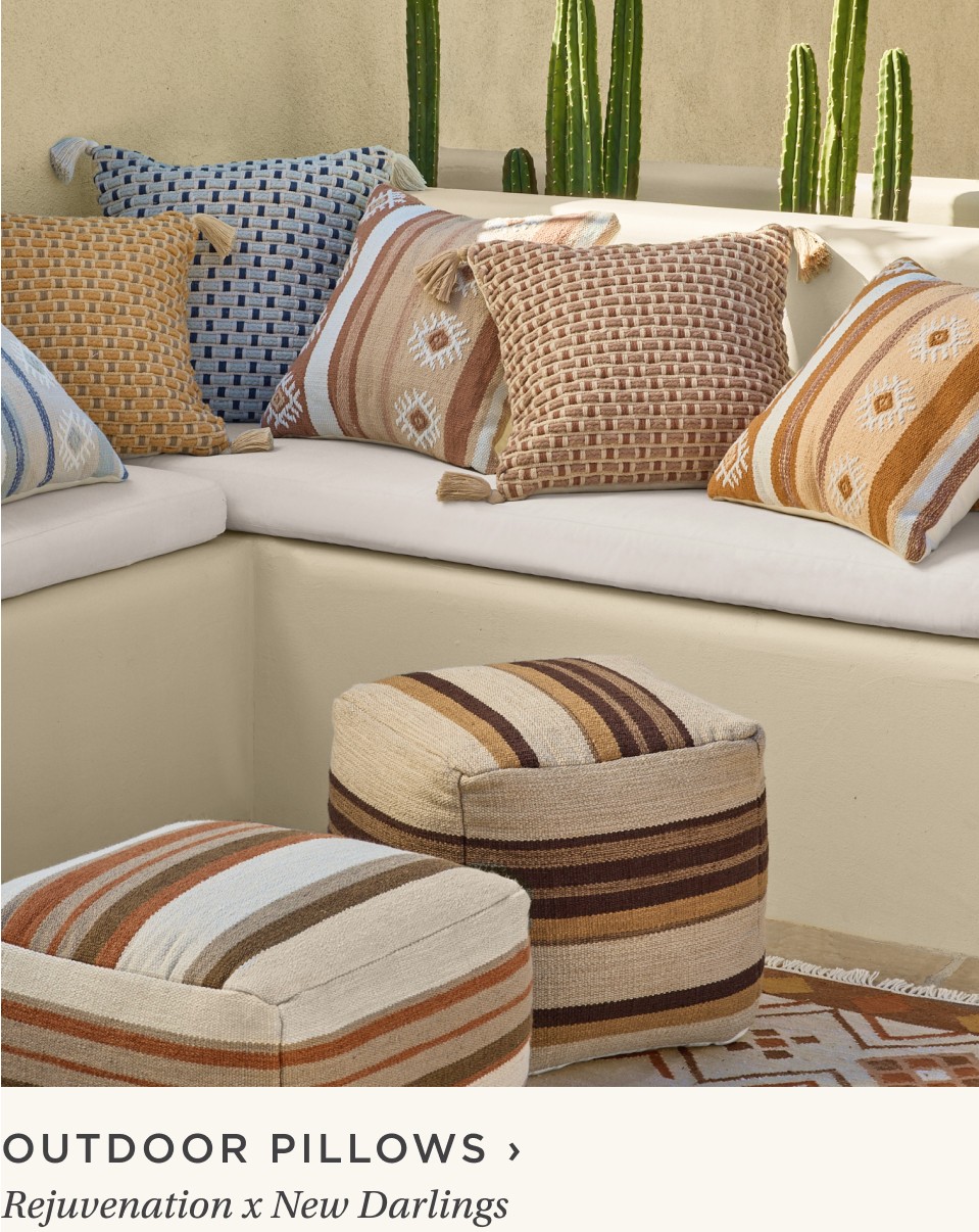 outdoor pillows poufs