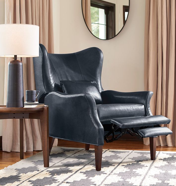 Clinton Modern Wingback Leather Recliner Chair Rejuvenation