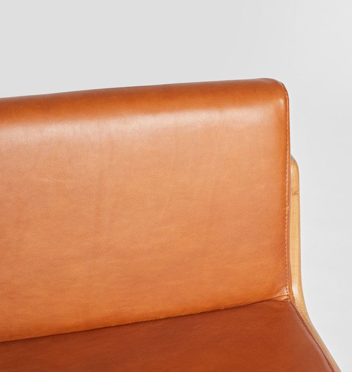 Broadbent Leather Counter Stool with White Oak Legs Rejuvenation