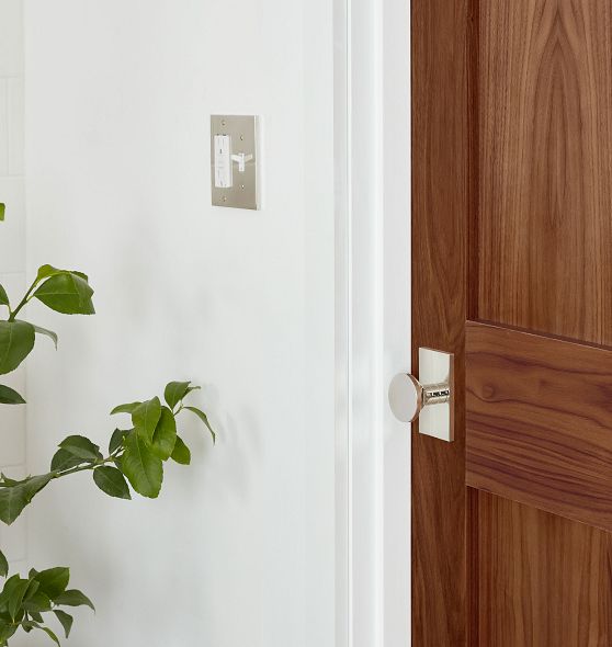 Bowman Brass Knob Tube Latch Interior Door Set, Rectangular Backplate