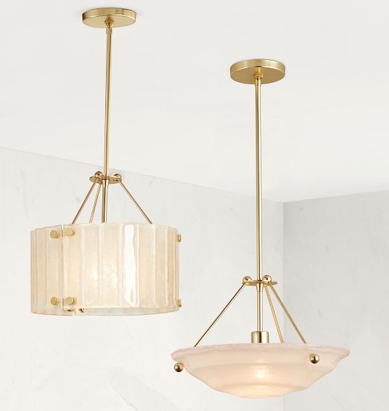 Willamette 16" Aged White Fluted Glass Bowl Chandelier Rejuvenation