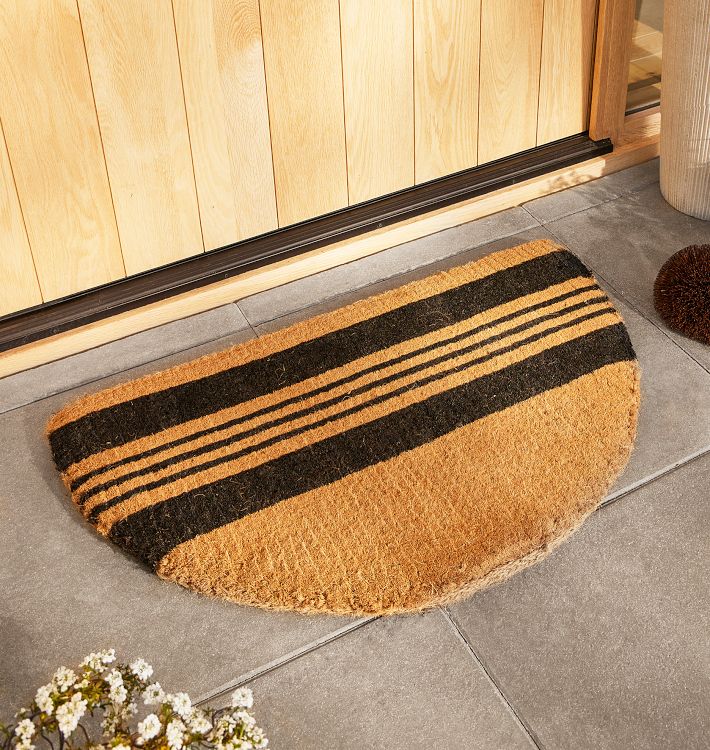 Horizontal Stripe Coir Doormat Half Round Rejuvenation