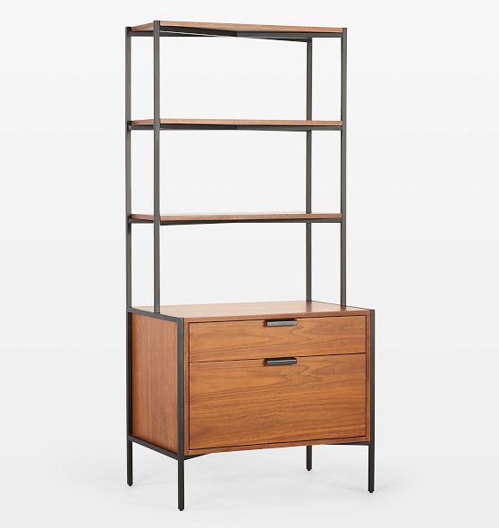Burton 2-Drawer Storage Tower with Shelves | Rejuvenation