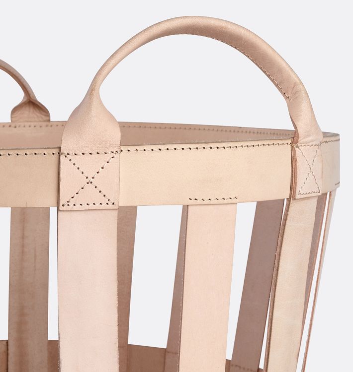 Leather Open Weave Round Basket Rejuvenation