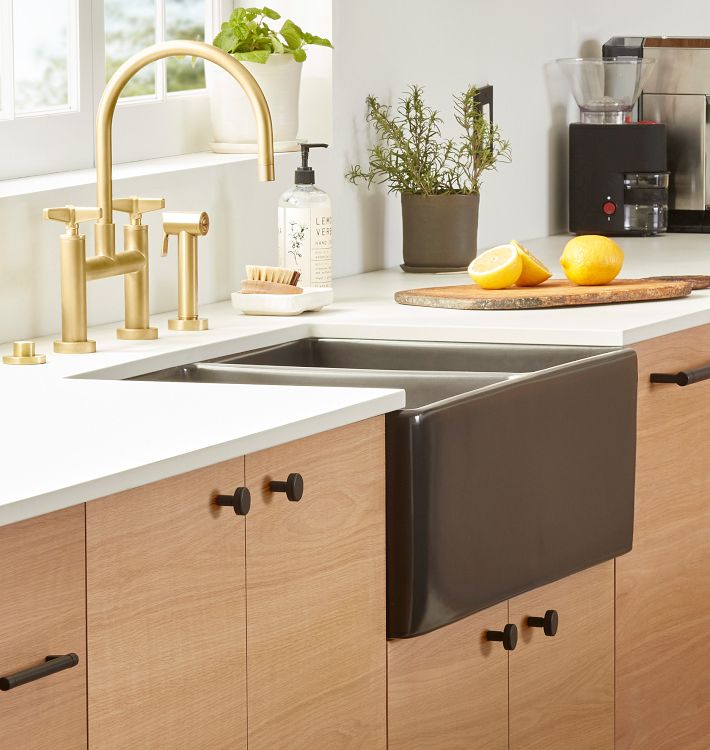 Forest Fireclay Gray Single Kitchen Sink | Rejuvenation