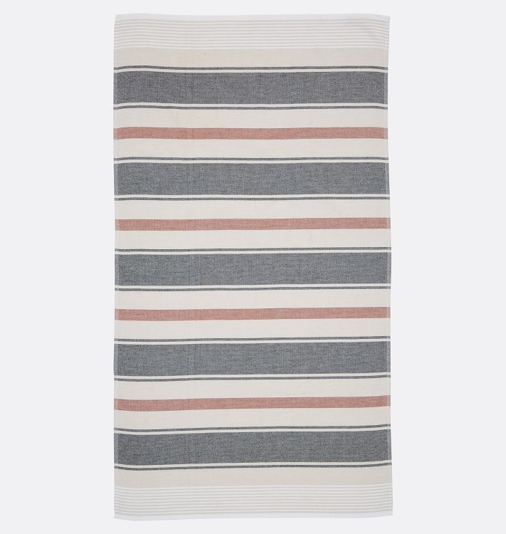 Terry Stripe Turkish Towels, Striped Gray Bath Towel, White