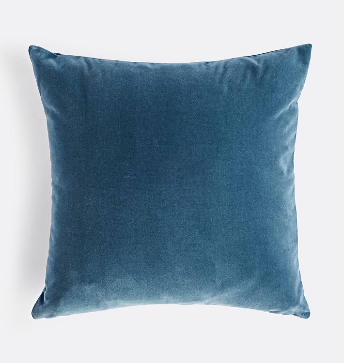 OPEN BOX Italian Velvet Pillow Cover, Avio Blue Velvet 20" x 20