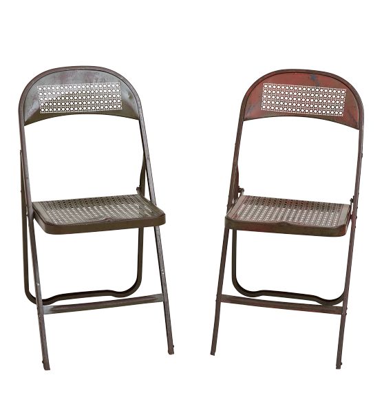 Vintage Steel Folding Chair with Faux Caning Rejuvenation