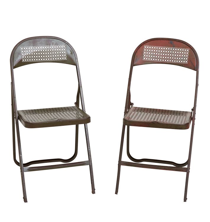 Vintage Steel Folding Chair with Faux Caning Rejuvenation