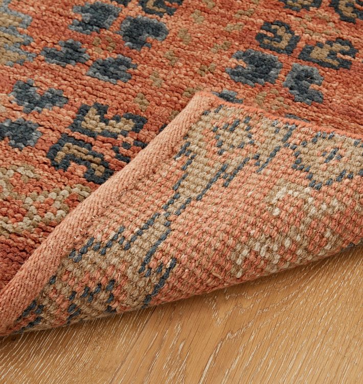 Antibes Wool and Viscose Hand-Knotted Rust Brown Rug Swatch 12x18