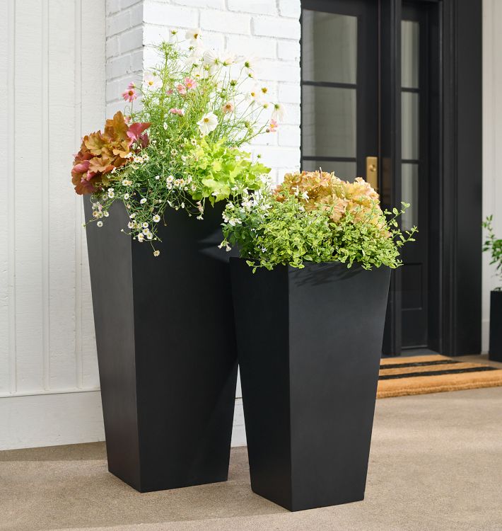 Faceted Modern Fiberstone Indoor/Outdoor Planters