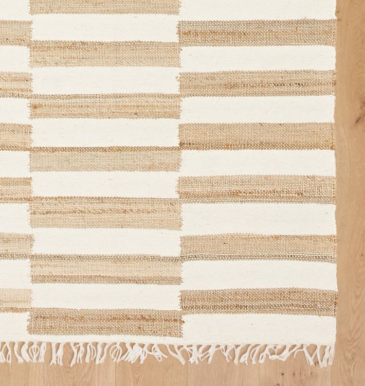 Handcrafted Rectangular White Rugs, Off white Jute Floor mat handmade