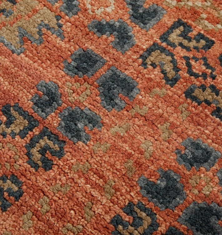 Antibes Wool and Viscose Hand-Knotted Rust Brown Rug Swatch 12x18