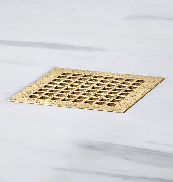 Unlacquered Solid Brass Square Shower Drain with Removable Cover