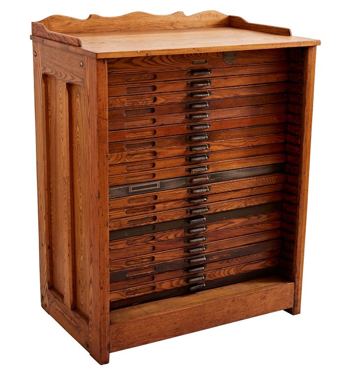 Hamilton 22-Drawer Oak Type Cabinet