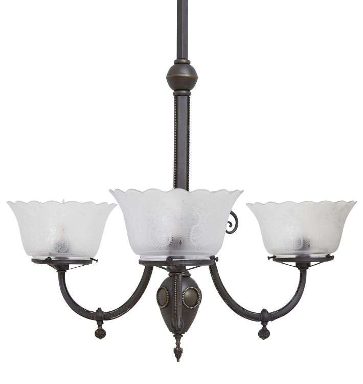 Antique Victorian 3Light Converted Gas Chandelier Rejuvenation