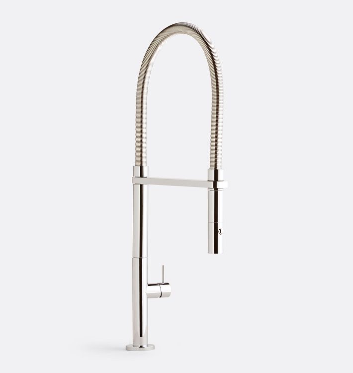 Poetto Culinary Kitchen Faucet Short Stick Handle with Button Sprayer