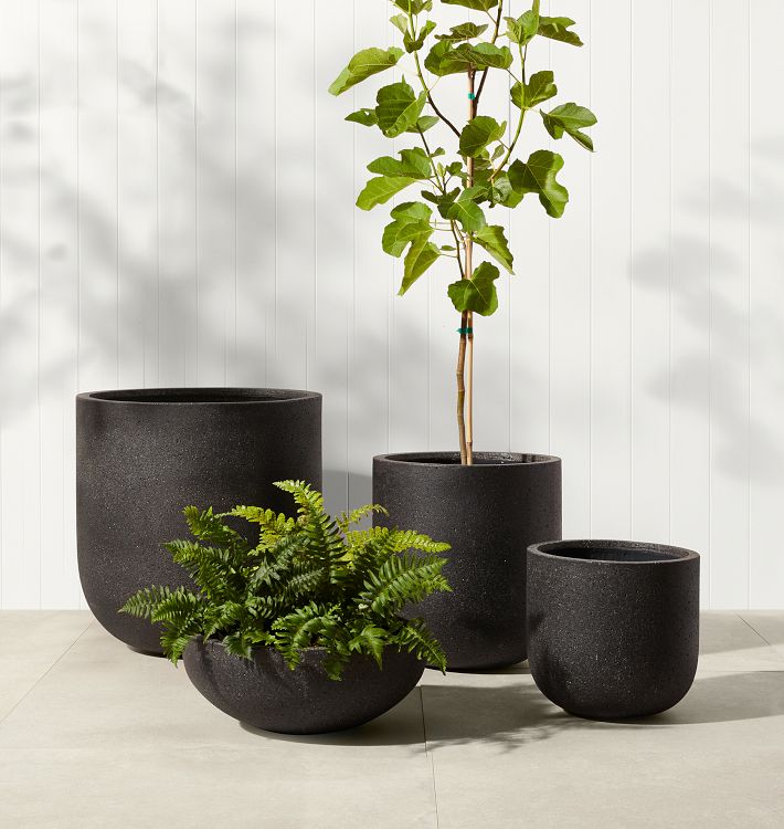 Root and Stock Sonoma Tall Cylinder Planter - Black