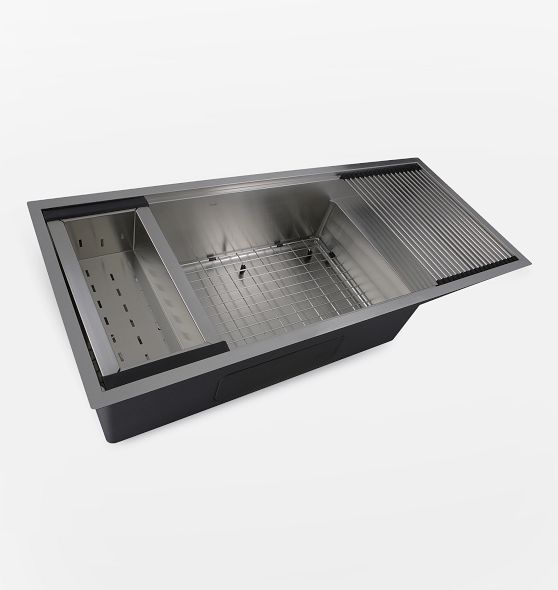Cannon Stainless Steel Single Workstation Kitchen Sink with Drainboard