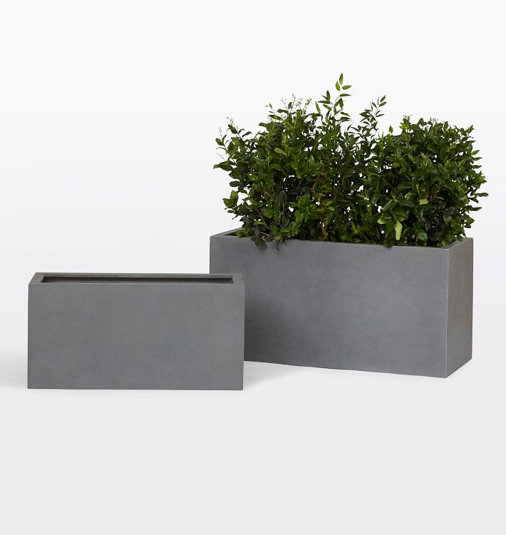Modern Fiberstone Rectangle Planter - Gray