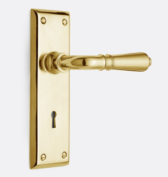 Putman Interior Doorset Tube Latch Lever Passage Keyhole, Lacquered Brass