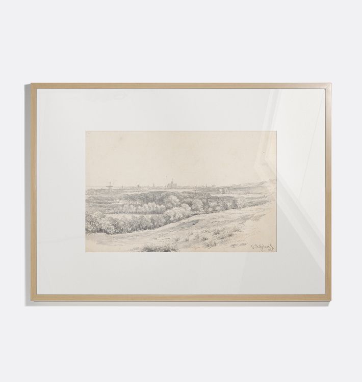 Landscape with Windmills and a Church Framed Reproduction Wall Art Print