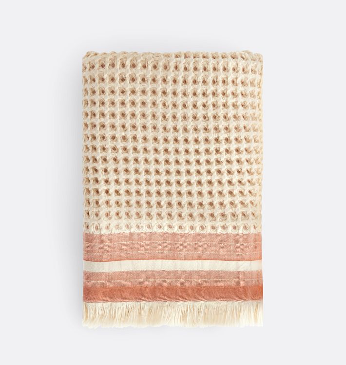 Waffle Knit Stripe Organic Cotton Towel