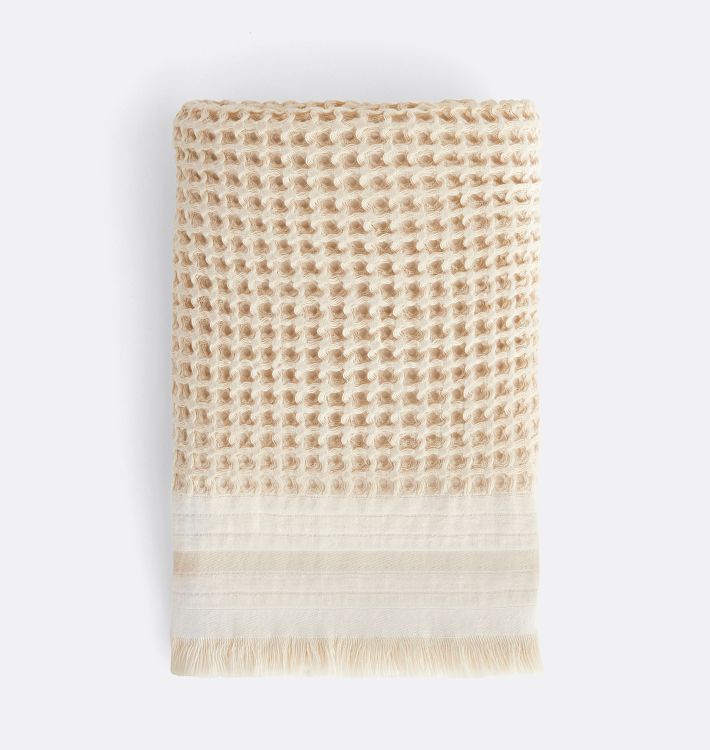 Waffle Knit Stripe Organic Cotton Towels