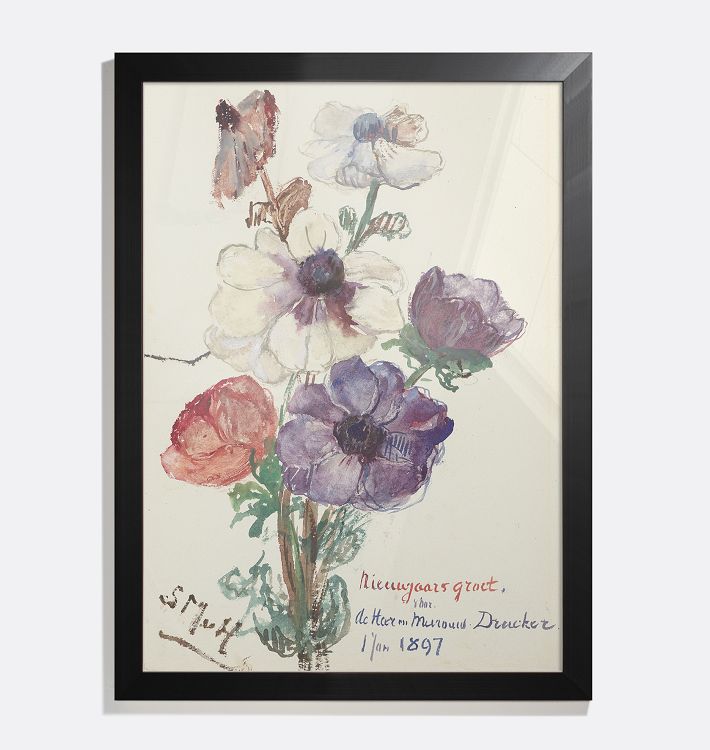 New Year's Greeting with Anemones Framed Reproduction Wall Art Print