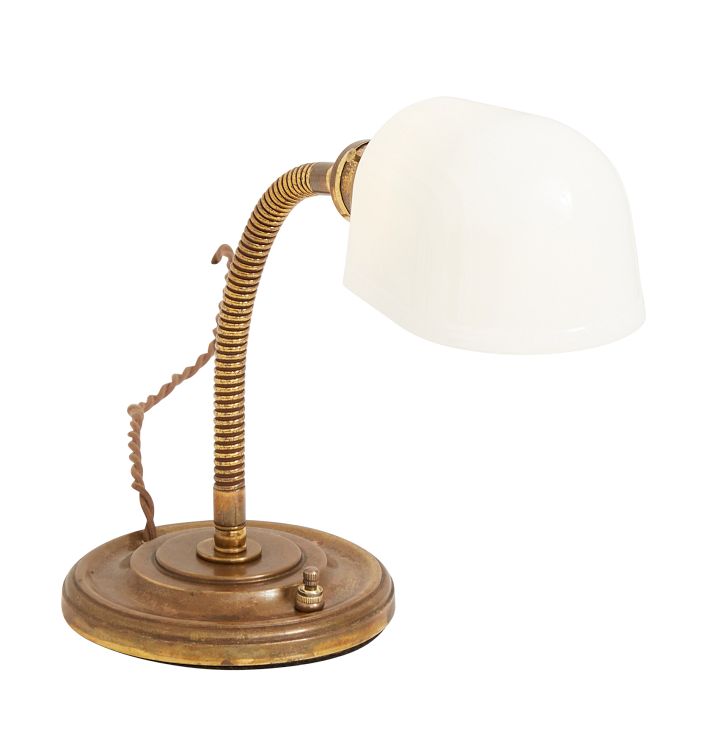 Lever arm antique brass deals desk lamp