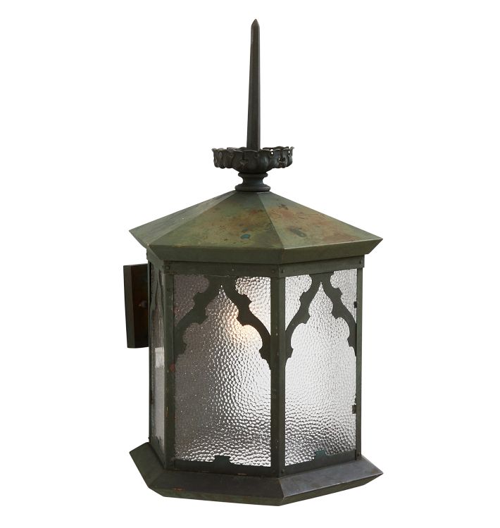 Vintage Pebbled Glass Romance Revival Lantern Sconce