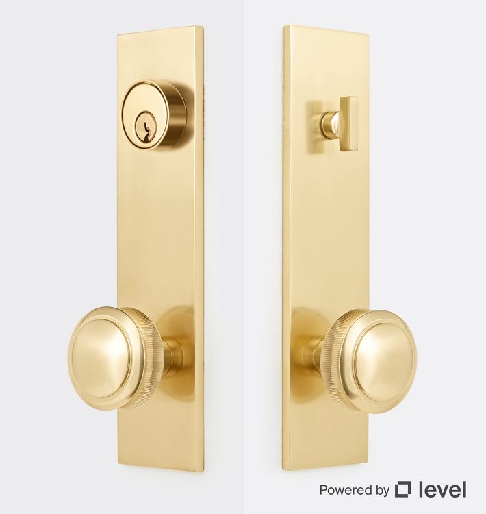 Rigdon Brass Knob Exterior Door Set With Level Bolt Smart Lock