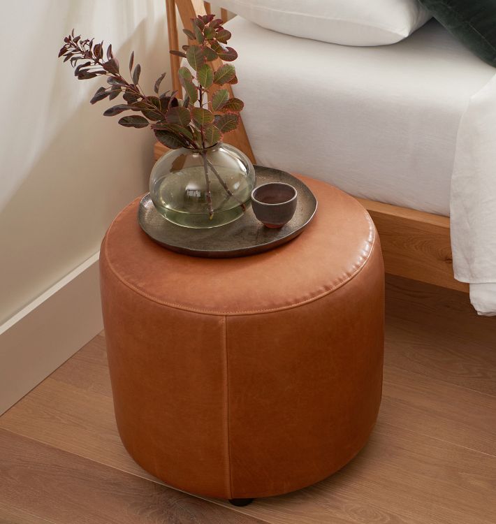 21&quot; Worley Round Leather Ottoman