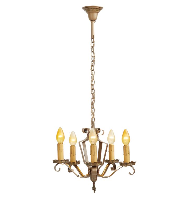 Vintage Romance Revival Candle Chandelier with Polychrome Highlights