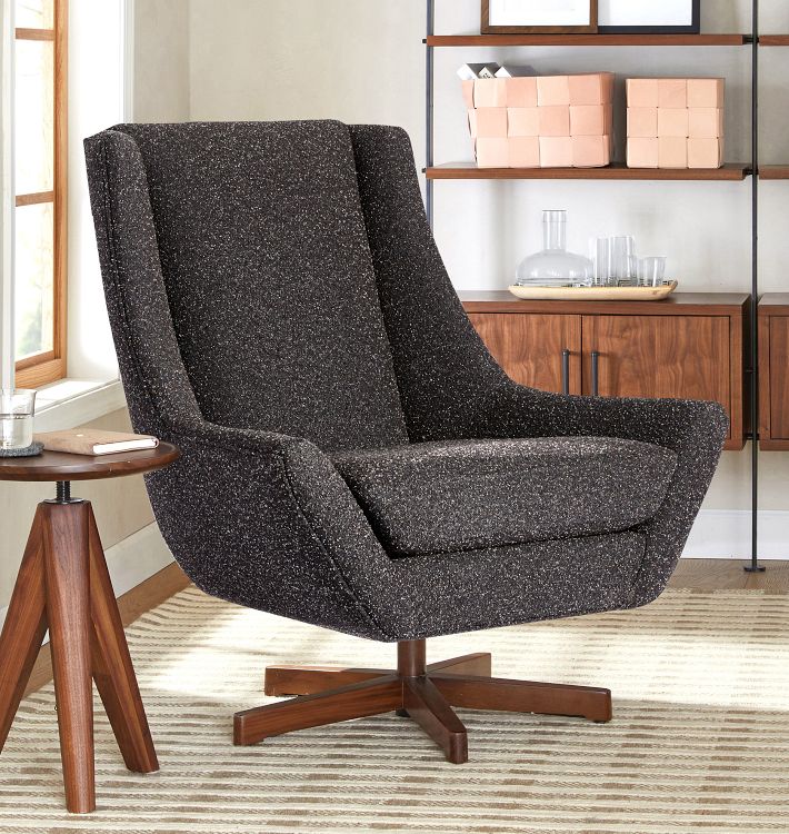 Clinton Modern Wingback Chair, Vance Velvet Harbor