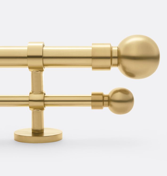 Traditional Ball Adjustable Brass Drapery Rod Set