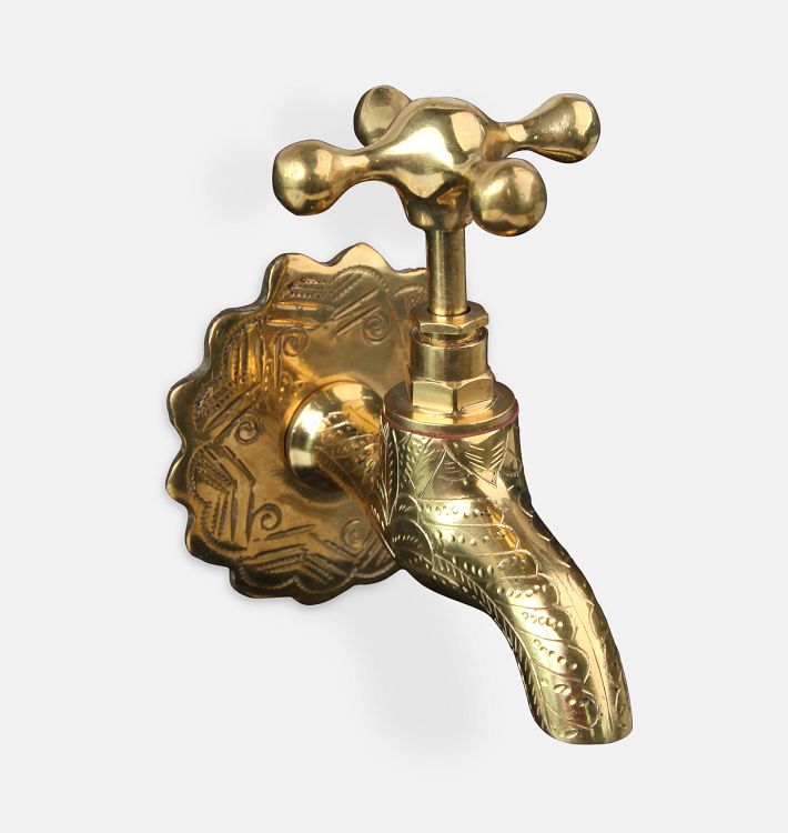 Juno Classic Antique Brass Wall Mount Bathroom Faucet with Hand