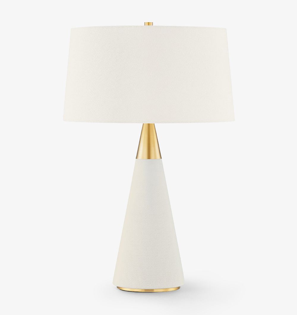 Online Designer Living Room Jen Table Lamp Aged Brass And Cream Linen