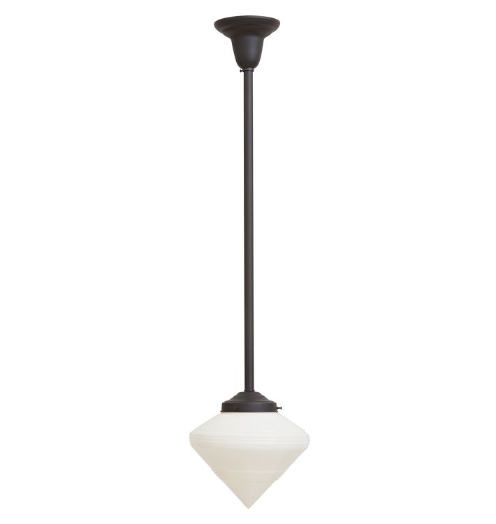 Art Deco Pendant with Stylized Schoolhouse Shade
