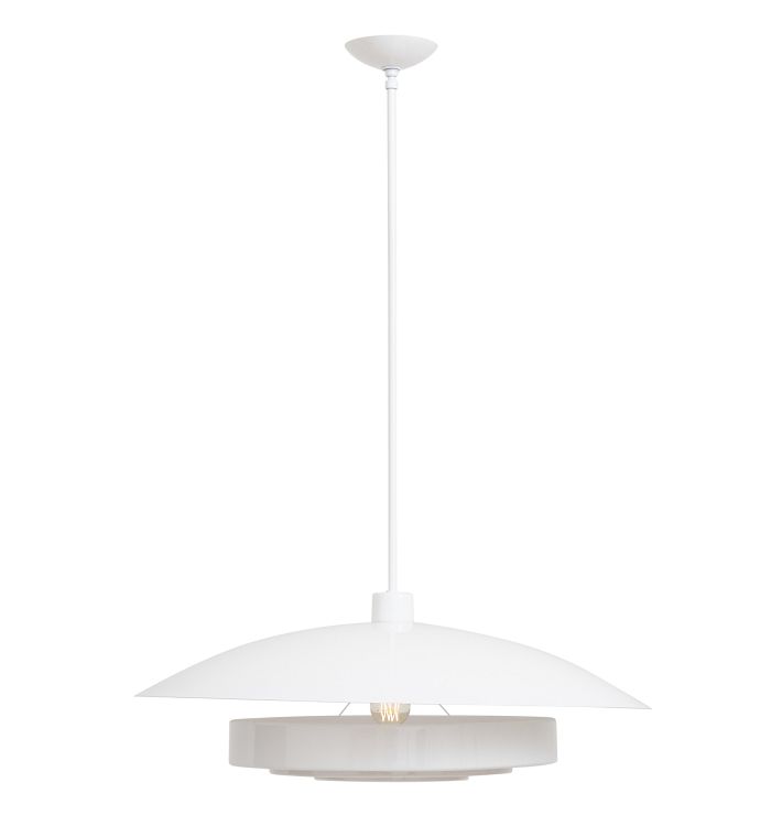 Mid-Century Disc Pendant with Ringed Diffuser