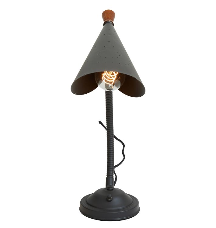 Vintage MidCentury Gooseneck Desk Lamp with Perforated Cone Shade