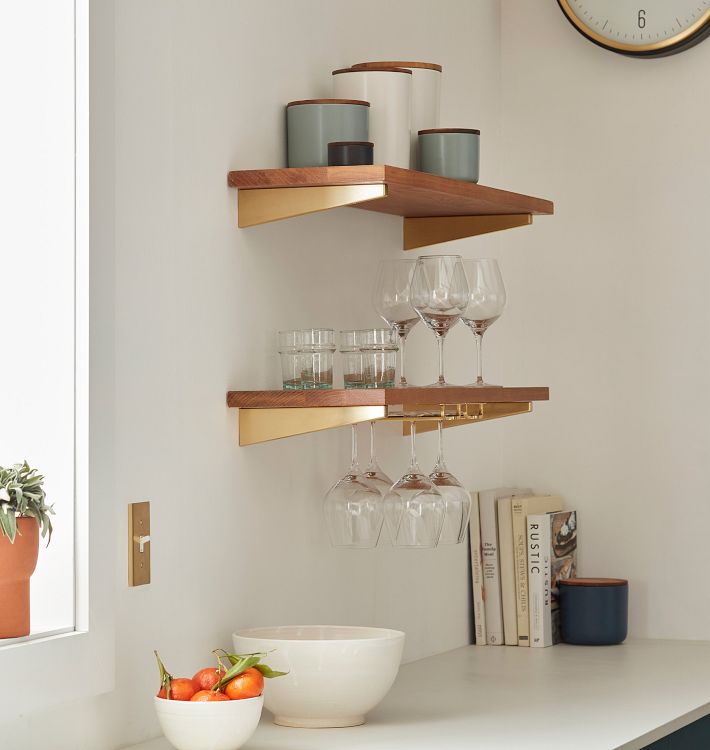 Oak Wine Glass Floating Shelf