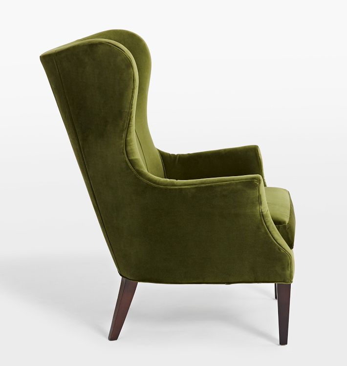 Clinton Modern Wingback Chair, Vance Velvet Harbor