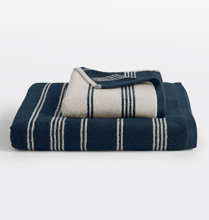 Waffle Knit Stripe Organic Cotton Towels