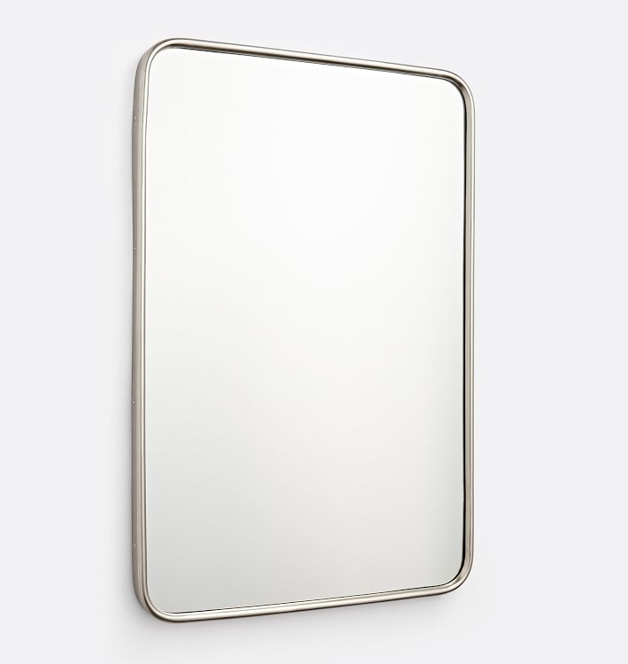 Rounded Rectangle Metal Framed Mirror - Brushed Nickel