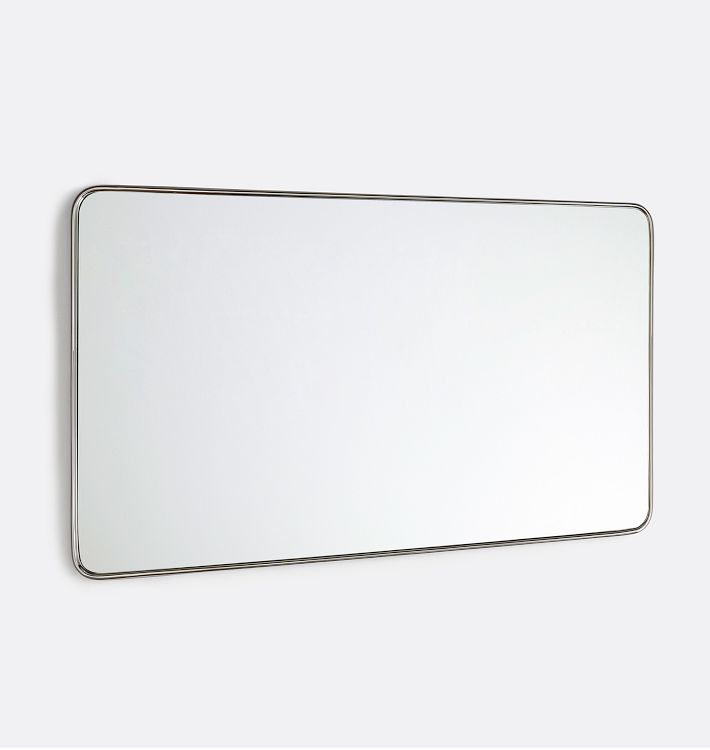 Double Vanity Rounded Rectangle Metal Framed Mirror - Polished Nickel