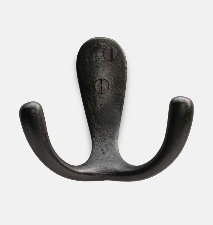 Rustic Black Cast Iron Double Hook