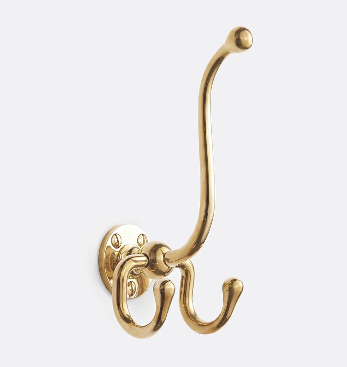 Massey Triple Hook, Unlacquered Brass