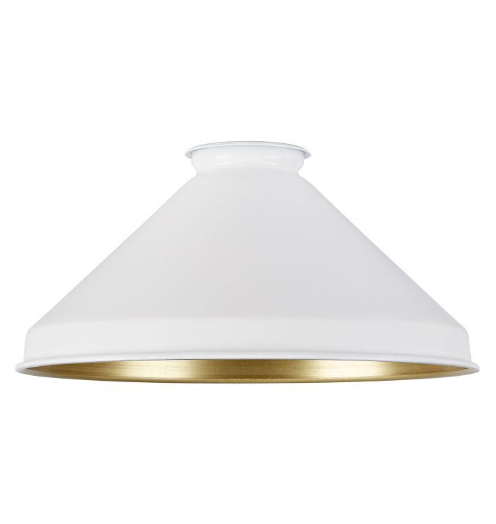 8&quot; Cone Shade with Brushed Brass Interior, Matte White