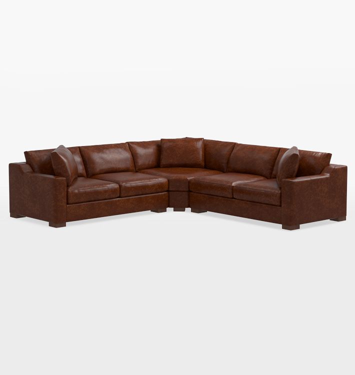 Sublimity Leather 3-Piece Double Sofa with Wedge Corner